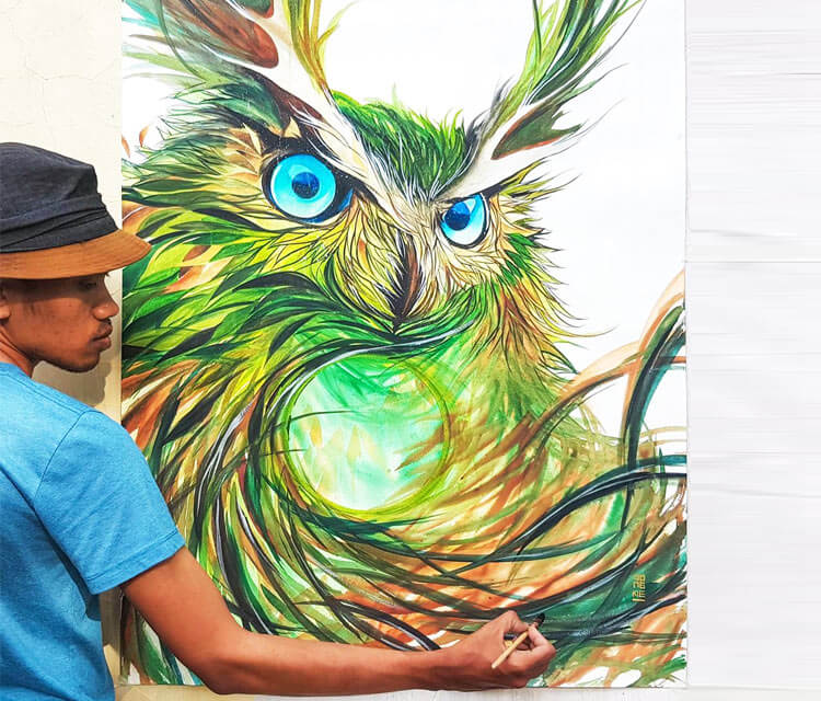 Owl painting by Art Jongkie