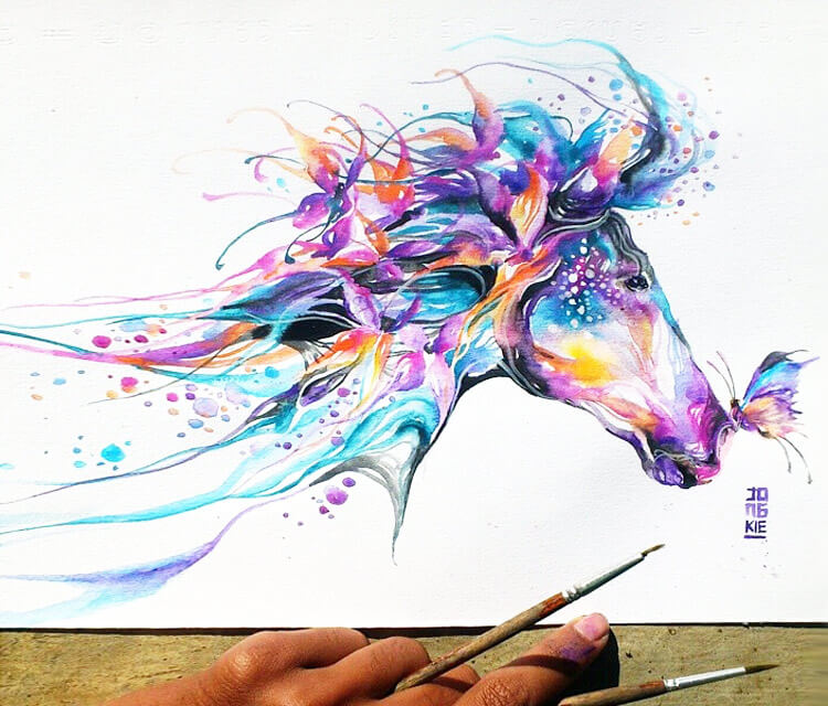 Horse watercolor by Jongkie Art