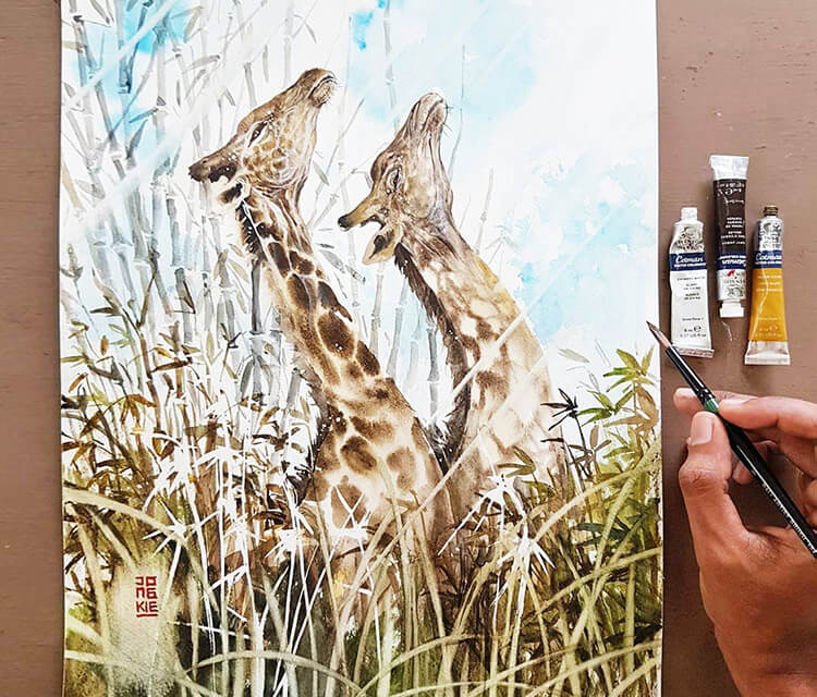 Giraffe Life painting by Art Jongkie