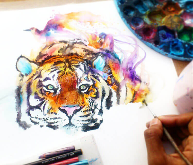 Tiger watercolor by Art Jongkie