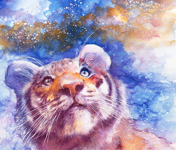 Waiting for the stars watercolor painting by Aurora Wienhold