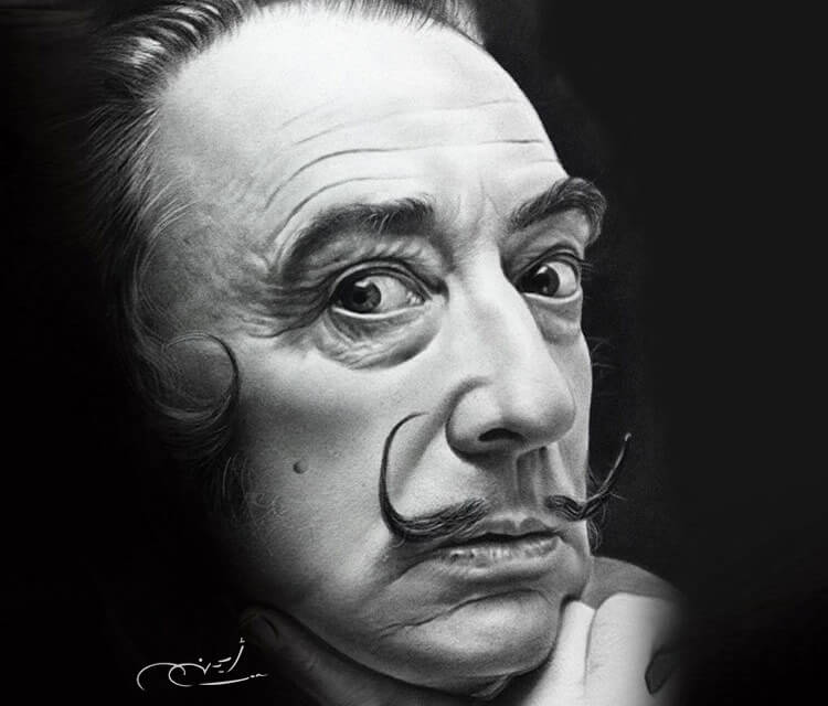Portrait drawing of Salvador Dali by Ayman Arts
