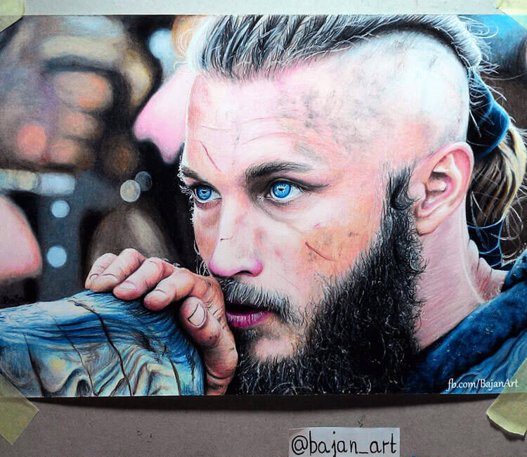 Ragnar from Vikings drawing by Bajan Art