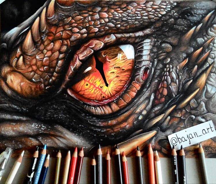 The Hobbit - Smaug eye drawing by Bajan Art