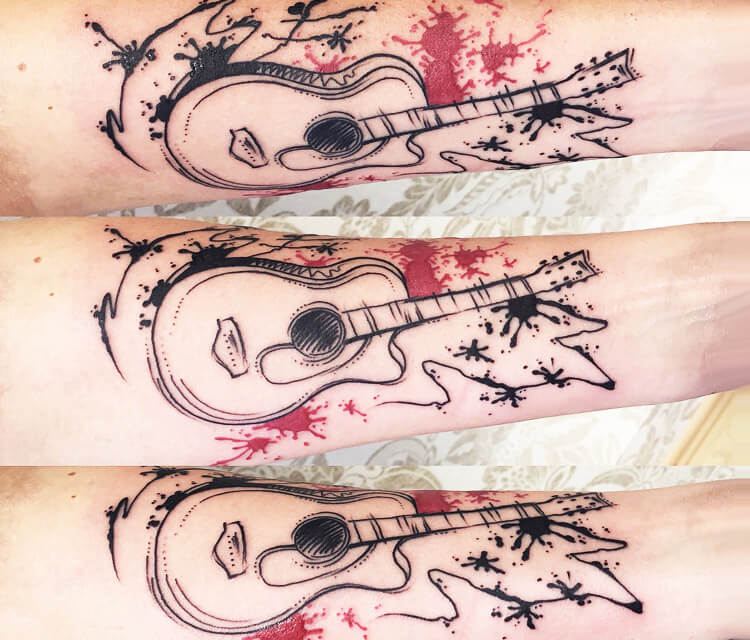 Guitar tattoo by Bambi Tattoo