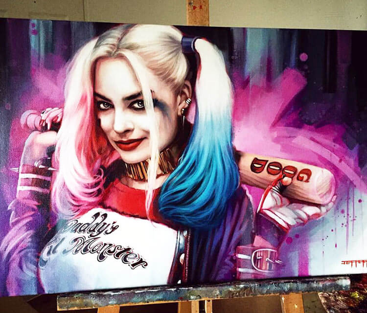 Harley Quinn color painting by Ben Jeffery