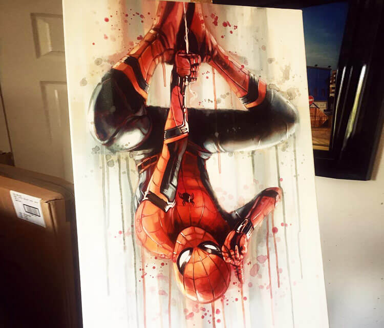 Spiderman acryl painting by Ben Jeffery