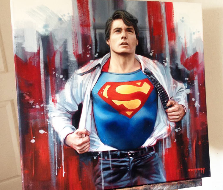 Superman oil painting by Ben Jeffery