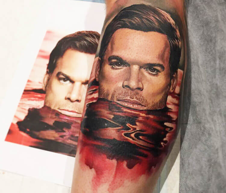 Portrait tattoo of Dexter Morgan by Benjamin Laukis