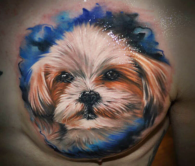 Dog portrait tattoo by Benjamin Laukis