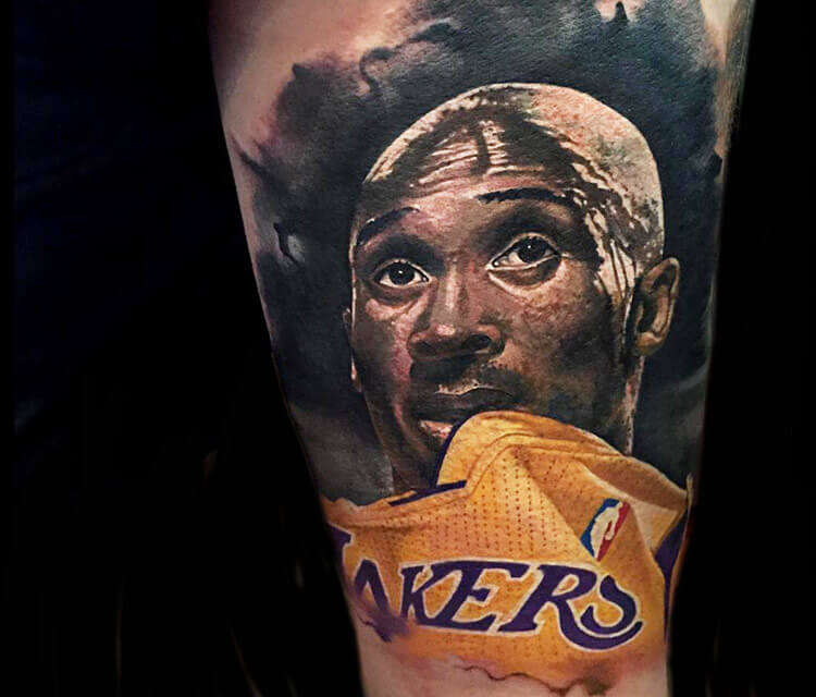 Portrait tattoo of Kobe Bryant by Benjamin Laukis
