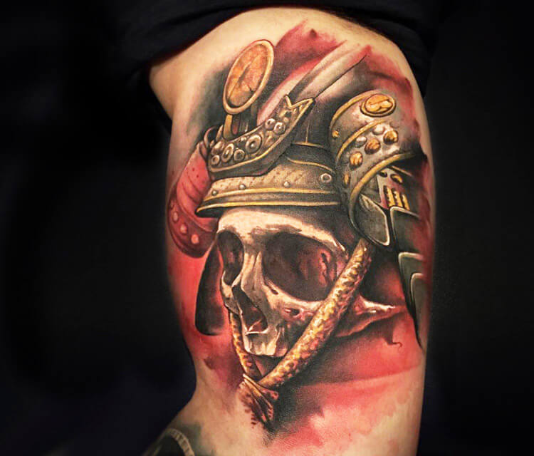 Samurai Skull tattoo by Benjamin Laukis