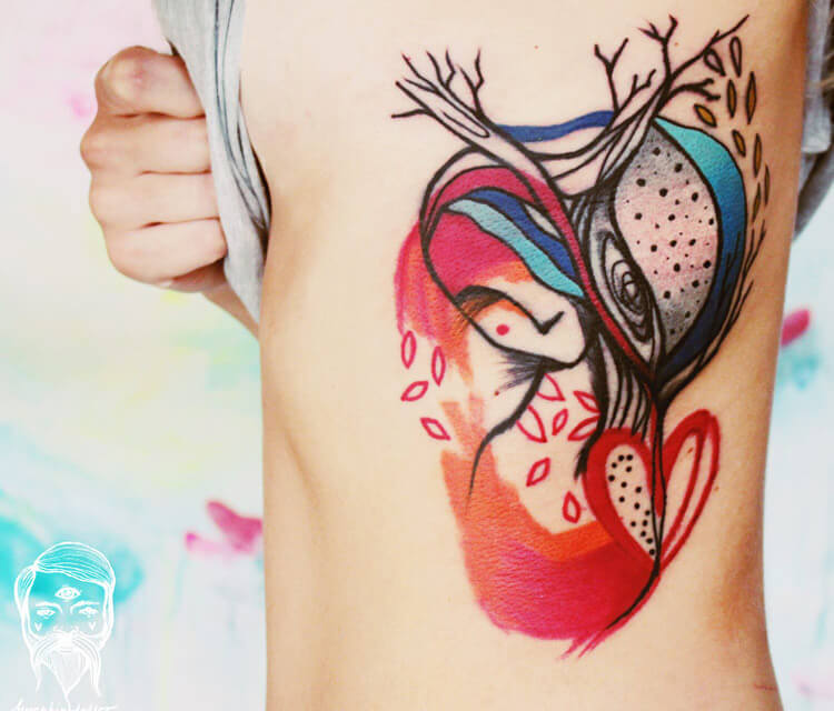 Behind a Tree tattoo by Bumpkin Tattoo