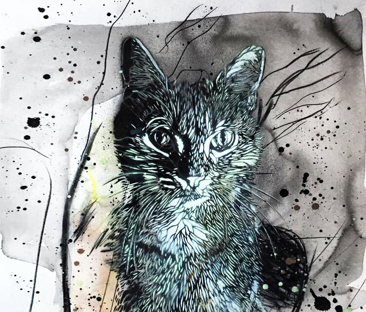 Abstract cat painting by C215
