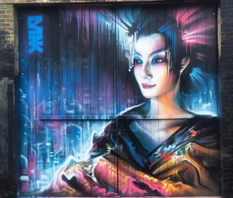 Geisha in Camden Town streetart by Dan DANK Kitchener
