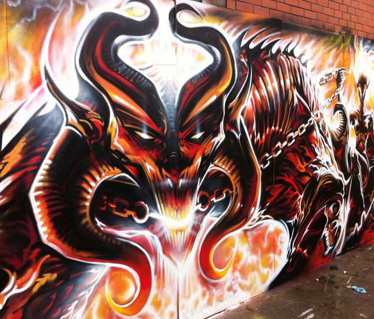 Hell hound streetart by Dan DANK Kitchener