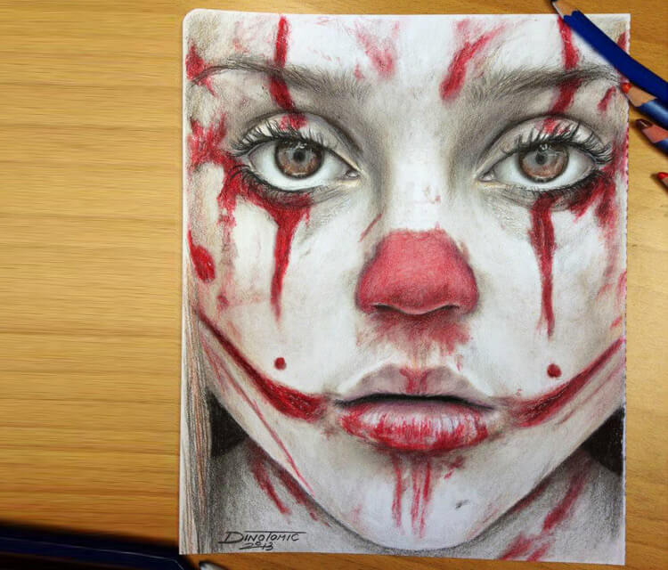 Clown face drawing by Dino Tomic