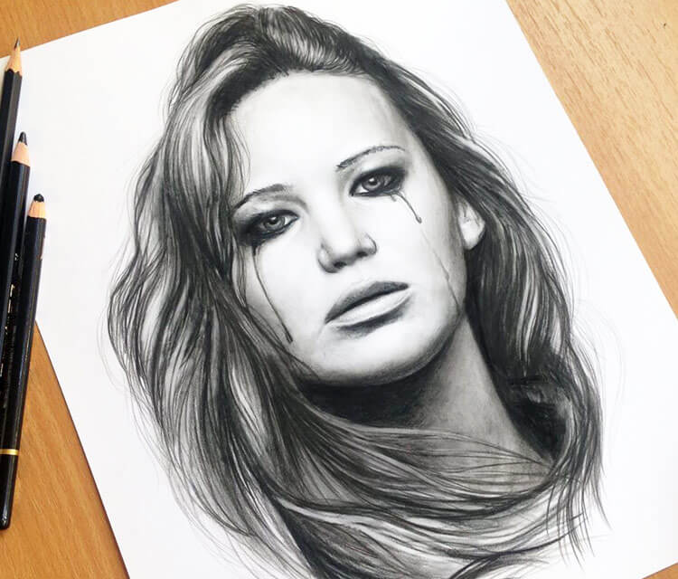 Jennifer Lawrence drawing by Dino Tomic