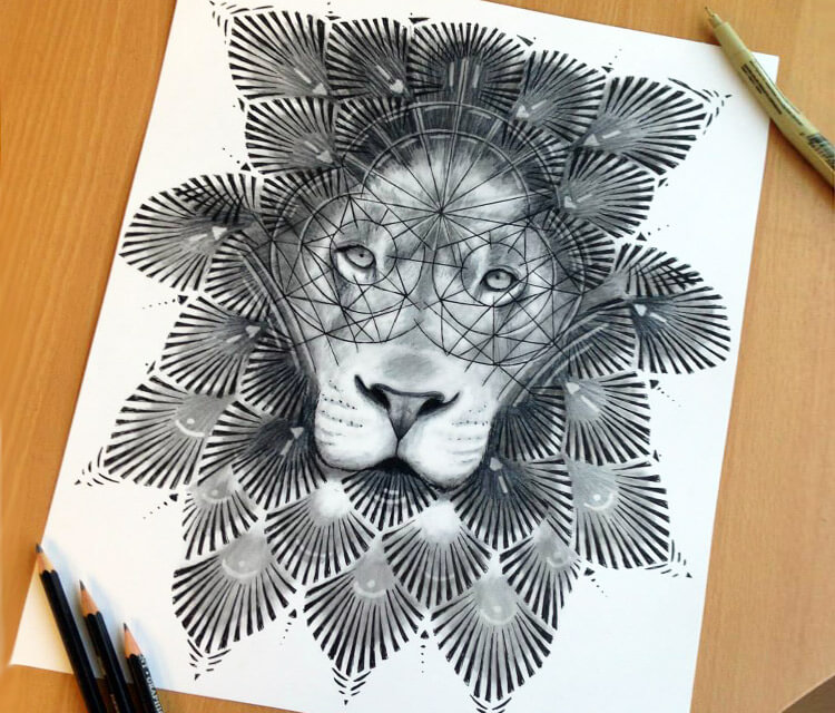 Ornament Lion drawing Dino Tomic