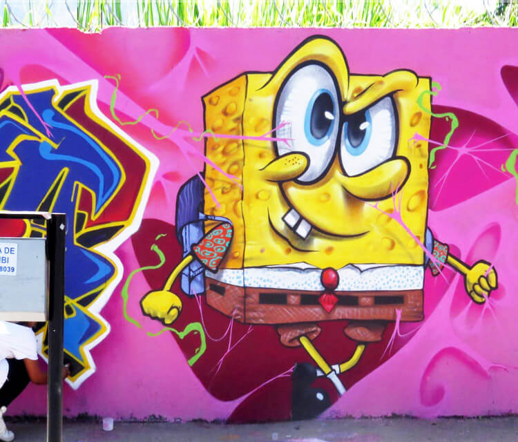 Spongebob streetart by Fhero Art