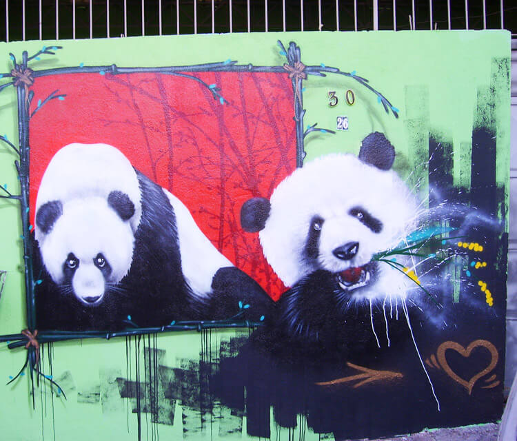 Two Pandas streetart by Fhero Art