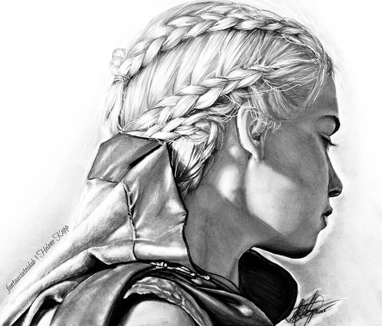 Khaleesi Mother of Dragons drawing by Helene Kupp