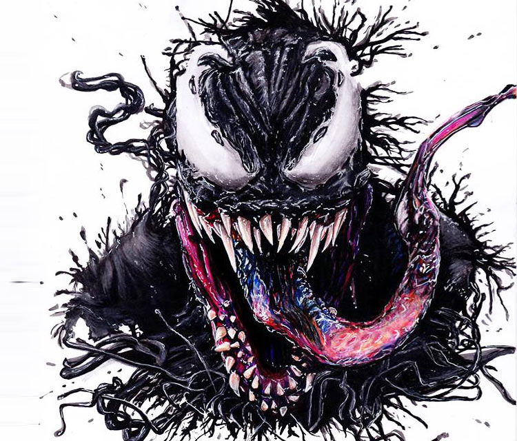 Venom pencil drawing by Helene Kupp