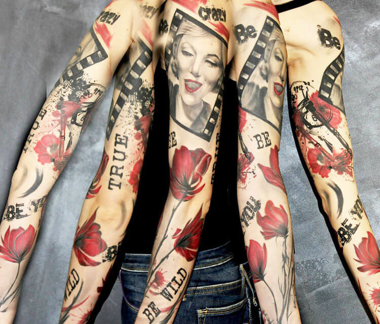 Trash sleeve tattoo by Ivan Trapiani