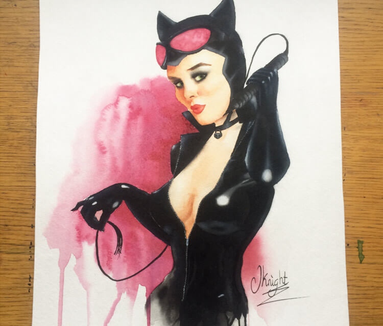 Catwoman painting by Jonathan Knight Art