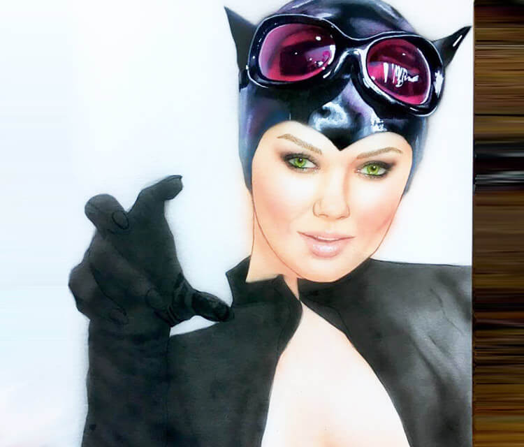 Catwoman pencil color drawing by Jonathan Knight Art