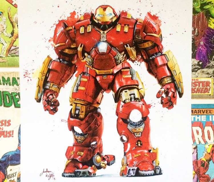 HulkBuster Iron Man color drawing by Jonathan Knight Art