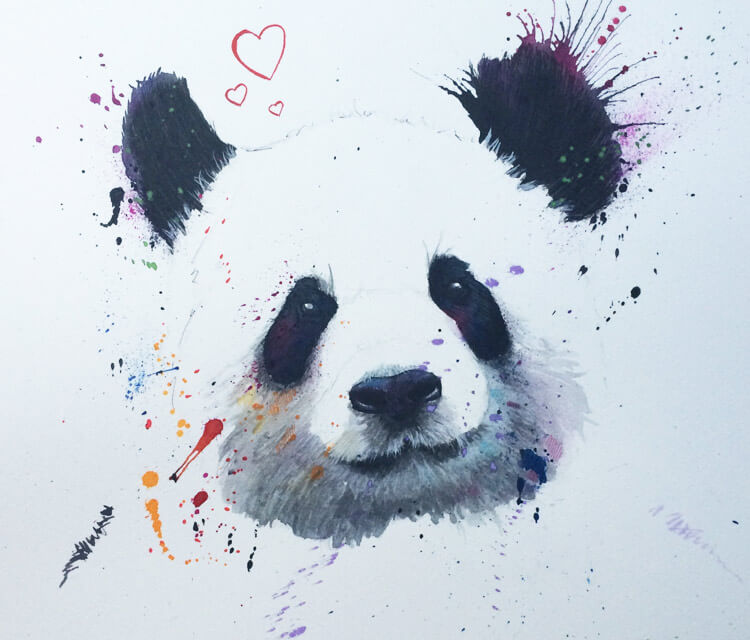 Panda love painting by Jonathan Knight Art