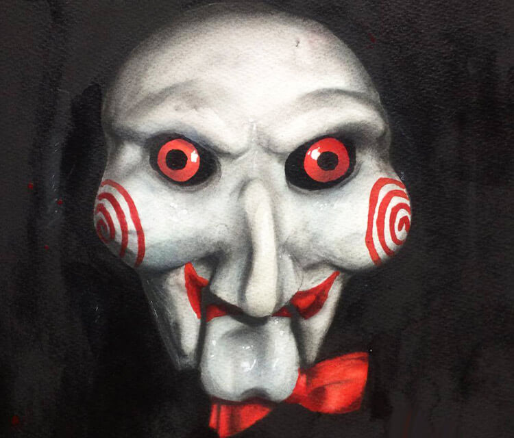 Saw mask painting by Jonathan Knight Art