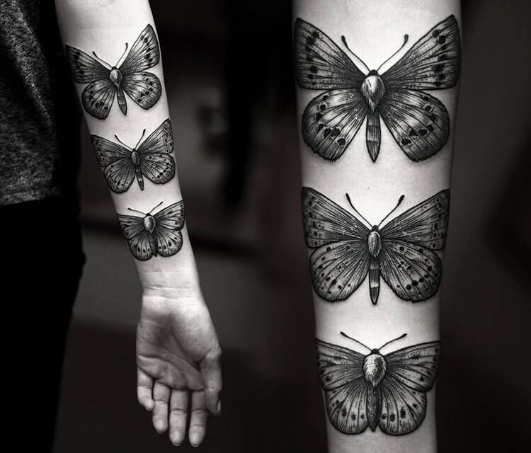Butterfly dotwork tattoo by Kamil Czapiga