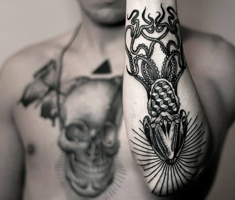 Octopus Dotwork tattoo by Kamil Czapiga
