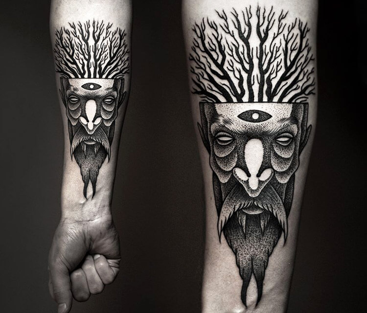 Portrait dotwork tattoo by Kamil Czapiga