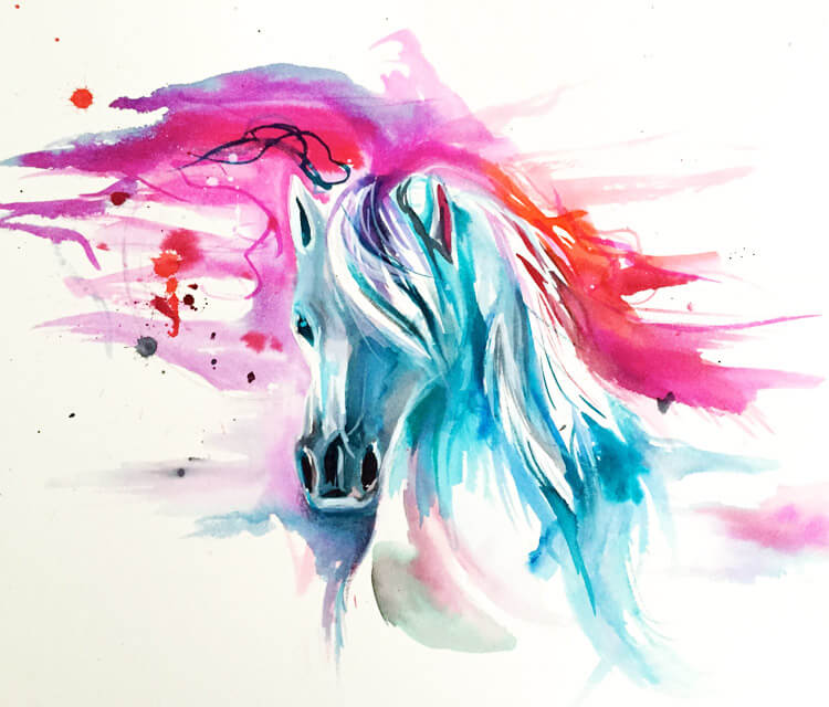 Color horse drawing by Katy Lipscomb Art