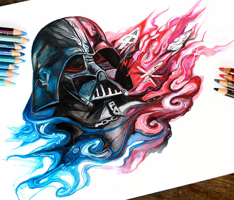Darth Vader color drawing by Katy Lipscomb Art