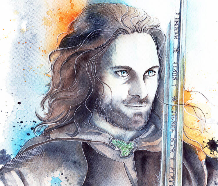 Aragorn watercolor painting by Kinko White