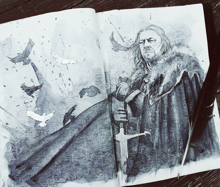 Eddard Stark watercolor painting by Kinko White