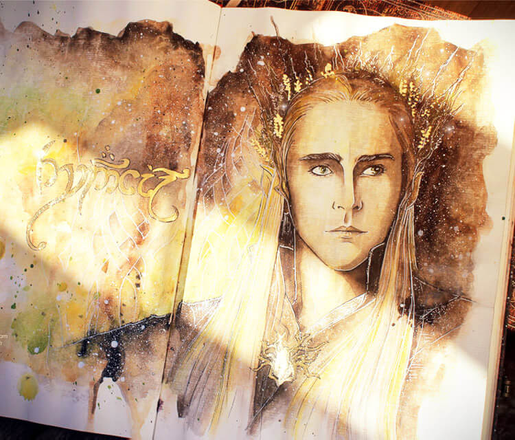 Elven king watercolor painting by Kinko White