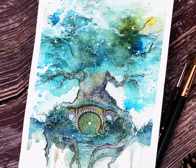 Shire watercolor painting by Kinko White