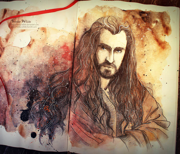 Thorin from Hobbit watercolor painting by Kinko White