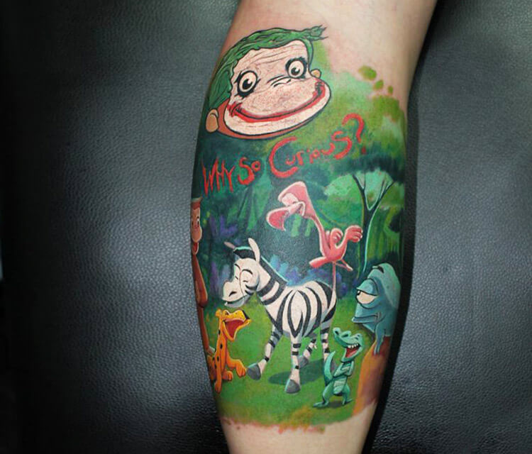 Cartoon nature animals tattoo by Led Coult
