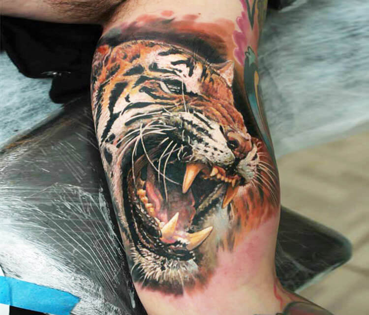 Furious TIger tattoo by Led Coult