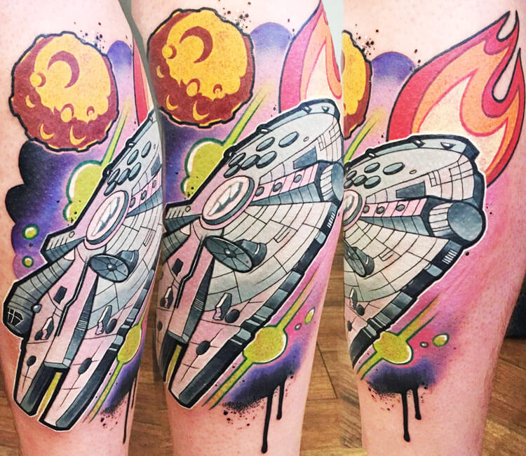 Millennium Falcon tattoo by Lehel Nyeste