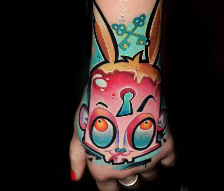 Rabbit hand tattoo by Lehel Nyeste