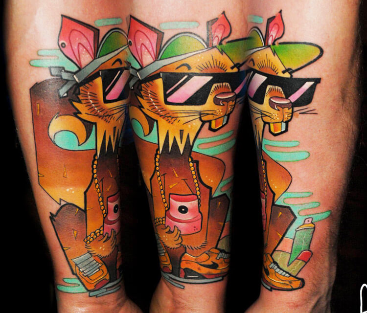 The Cat Dealer tattoo by Lehel Nyeste