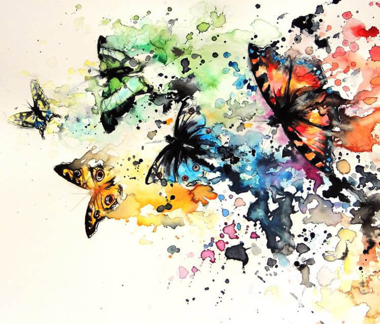 Butterfly atercolor painting by Louise Terrier