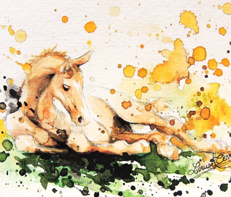 Horse Watercolor by Louise Terrier